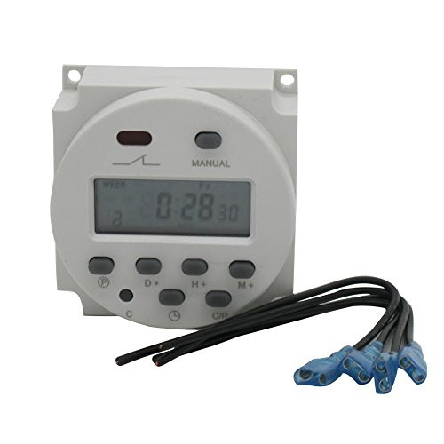 TWTADE Cn101A DC 12V Digital LCD Power Programmable Timer Time Switch Relay 16A + Matching 4 Pcs cables wires