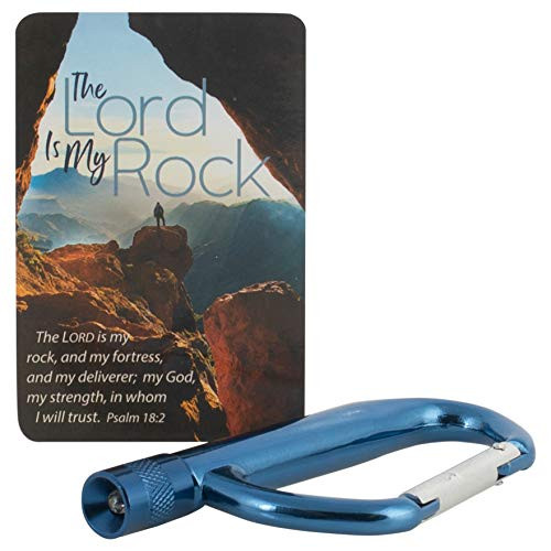 Christian Tools Affirmation Carabiner wMini Flashlight_The Lord is My Rock  Psalm 182 KJV