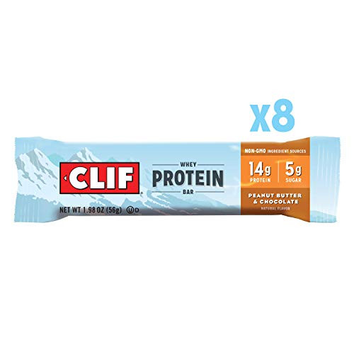 CLIF Whey Protein - Snack Bar - Peanut Butter & Chocolate Flavor - (1.98 Ounce Complete Protein Bar, 8 Count)