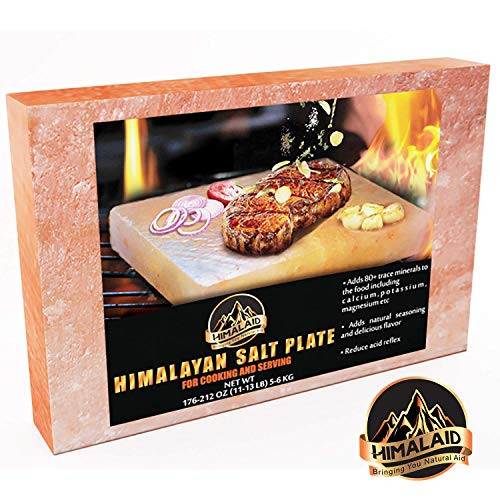 HIMALAID Himalayan Salt Block 12x8x2 Large for Cooking & Serving. Naturally Flavors Food, Provides 80 Plus Trace Minerals: Calcium, Potassium, Magnesium. Balances pH to Reduce Acid. FDA Approved