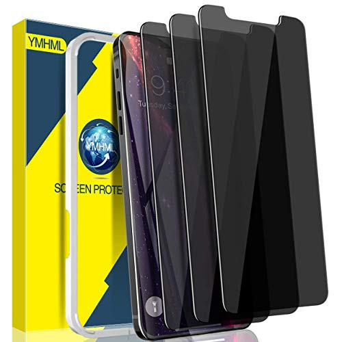 YMHML  3 Pack  Privacy Screen Protector for iPhone 12  iPhone 12 Pro  6_1 inch _ Anti Spy Tempered Glass with  Easy Installation Tray  Bubble Free Sc