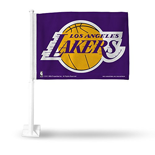 NBA Rico Industries Car Flag including Pole_ Los Angeles Lakers _ Purple Team Color_ 16 x 19_5_inches
