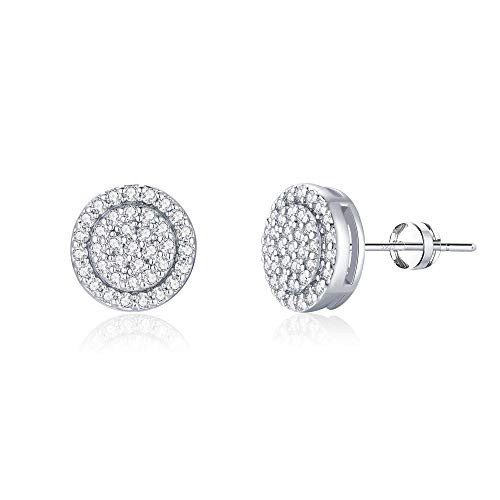 925 Sterling Silver Post Stud Earrings_ Cubic Zirconia Round Stud Earrings for Women Hypoallergenic Womens Halo Earrings_ 14K White Gold Plated CZ Stu 925 Sterling Silver Post Stud Earrings_ Cubic Zirconia Round Stud Earrings for Women Hypoallergenic Womens Halo Earrings_ 14K White Gold Plated CZ Stu