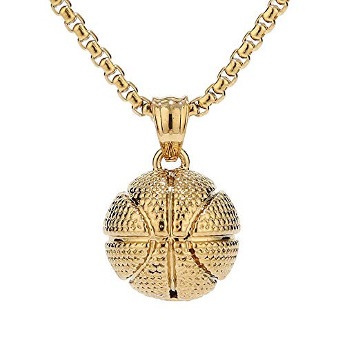 Basketball Pendant Necklace Gold Plated Necklace Stainless Steel Necklace Sports Necklace 17_71 inches Basketball Pendant Necklace Gold Plated Necklace Stainless Steel Necklace Sports Necklace 17_71 inches