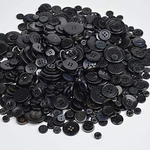 300 PCS Assorted Black Resin Buttons 2 and 4 Holes Round Craft for Sewing DIY Crafts Childrens Manual Button Painting_DIY Handmade Ornament