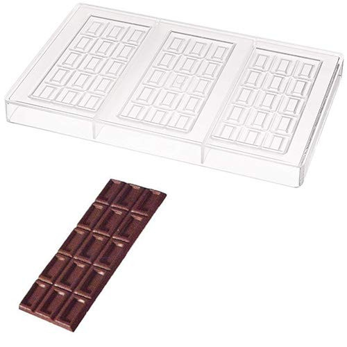 O'Creme Clear Polycarbonate 1-Piece Chocolate Mold Transparent Candy Mould, Dimpled-Rectangles Bar, 3 Cavities