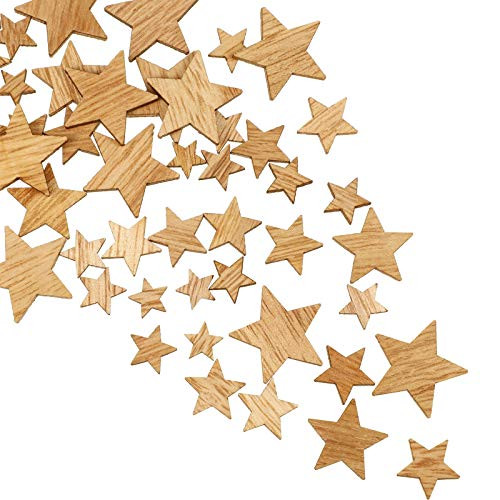 500 Pieces Wooden Star Slices Wood Star Cutouts Wood Unfinished Star Pieces Wooden Star Embellishment Blank Wood Star Ornaments for Wedding Valentine