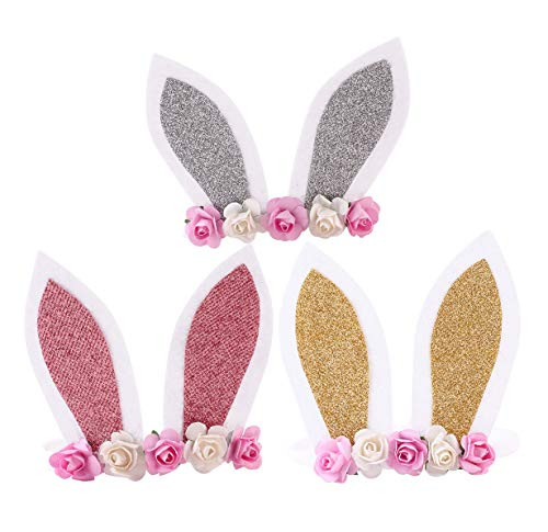 Baby Easter Bunny Headband with Flower Glitter Rabbit Ears for Easter Gift JHE06 3 Pcs_Set F Baby Easter Bunny Headband with Flower Glitter Rabbit Ears for Easter Gift JHE06 3 Pcs_Set F