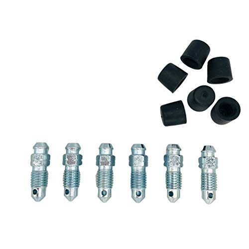 ZOK 6 PCS Brake Bleeder Screws_ Bleeders_ Caliper Bleeder Screw with Rubber Cap 516 inch_24 x 1_01 inch_ H9403_6_ 57188