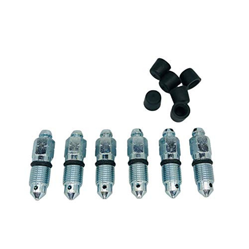 ZOK 6 PCS Brake Bleeder Screws_ Bleeders_ Caliper Bleeder Screw With Rubber Cap 716 inch_24 x 1_57 inch_ H9481_6