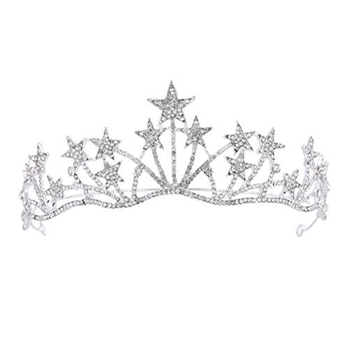Frcolor Crystal Rhinestone Tiara Crown_Star Bridal Wedding Princess Pageant Queen Crown Headband