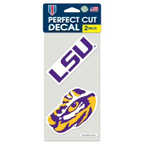 LSU Tigers Official NCAA 4 inch x4 inch  each_Perfect Cut Car Decal 2_Pack
