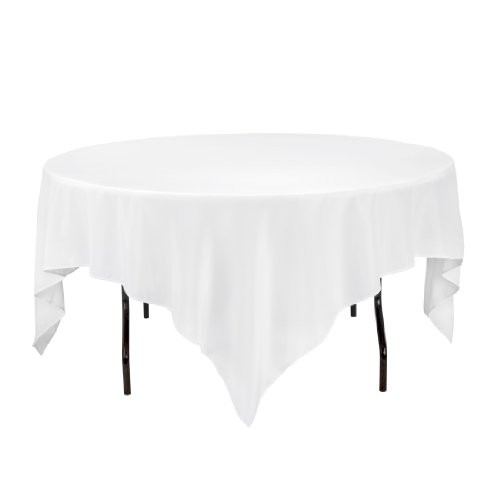 LinenTablecloth 85 in_ Square Economy Polyester Tablecloth White