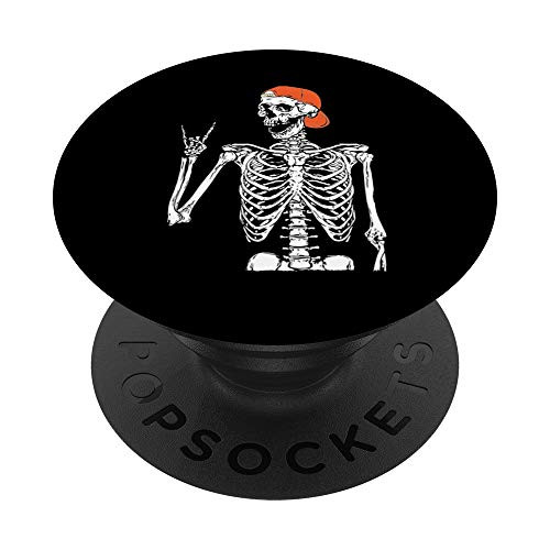 Rocker Skeleton Hand Rock On Funny Halloween Gifts PopSockets PopGrip Swappable Grip for Phones  and  Tablets