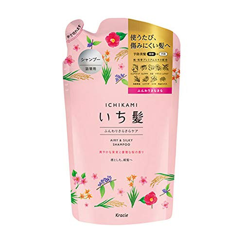 Kracie ICHIKAMI Airy  and  Silky Shampoo 340ml Refill Pack