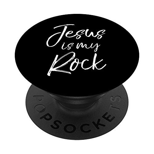 Christian Faith Bible Verse Quote for Women Jesus is My Rock PopSockets Grip and Stand for Phones and Tablets