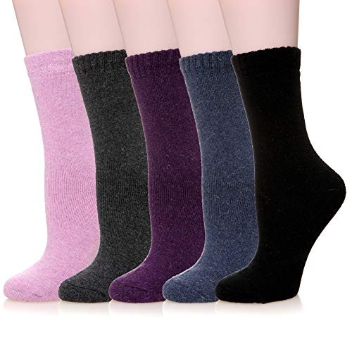 Women Winter Wool Warm Socks Super Soft Thick Casual Crew Thermal Socks 5 Pairs  5 Pairs Color B