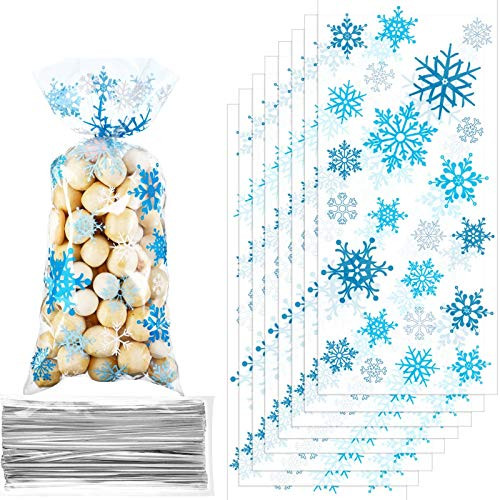 Snowflake Cello Treat Bags Blue Christmas Xmas Theme Party Cellophane Plastic Candy Goodie Bags with Twist Ties for Winter Wonderland Birthday Holiday Snowflake Cello Treat Bags Blue Christmas Xmas Theme Party Cellophane Plastic Candy Goodie Bags with Twist Ties for Winter Wonderland Birthday Holiday
