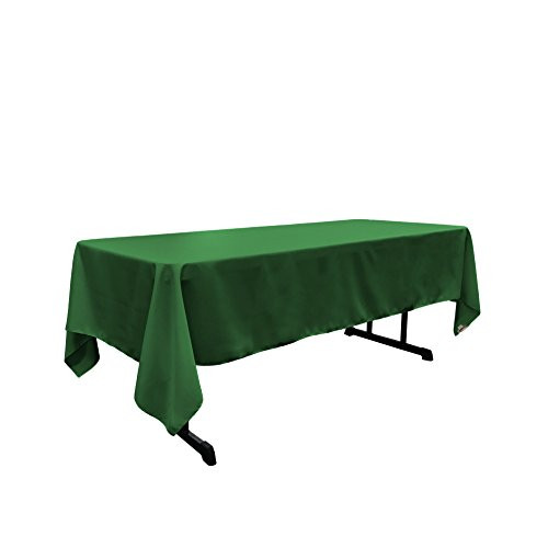 LA Linen Polyester Poplin 60 by 108" Rectangular Tablecloth, Emerald Green