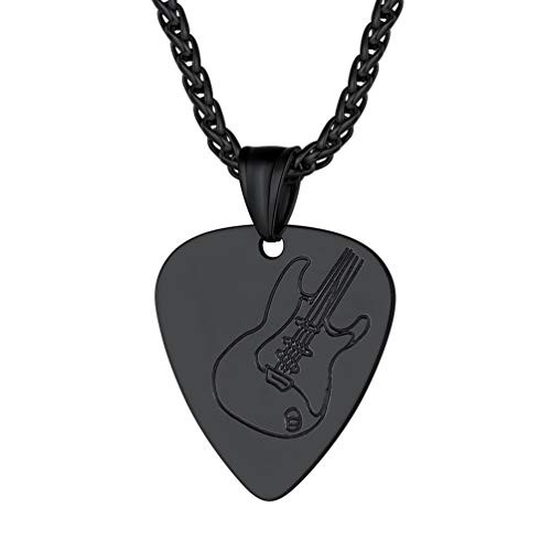 PROSTEEL Black Guitar Pick Necklace Men Women Stainless Steel Pendant Chain Punk Rock Music Note Statement Jewelry Birthday Gift Cool Necklace PROSTEEL Black Guitar Pick Necklace Men Women Stainless Steel Pendant Chain Punk Rock Music Note Statement Jewelry Birthday Gift Cool Necklace