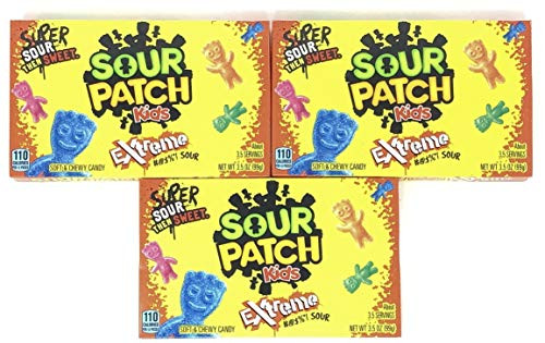 Sour Patch Kids Extreme Sour Soft  and  Chewy Candy 3_5ounce Theater Box  Pack of 3