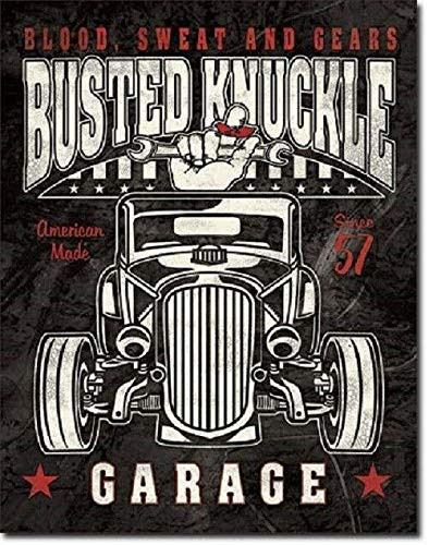SRongmao Busted Knuckle Hot Rod Garage Service Shop Muscle Cars Wall Decor Metal Tin Sign 8x12in