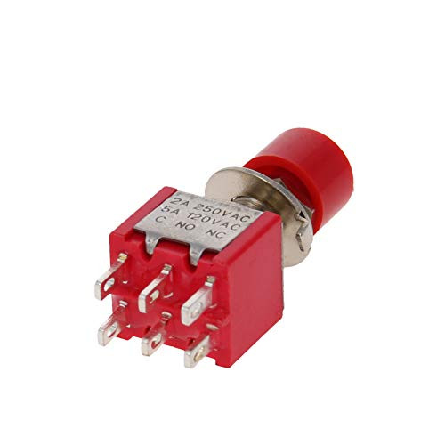 Fielect DPDT Momentary Push Button Switch Plastic 250V 2A DS_622 6mm 6Pin 2Pcs Red