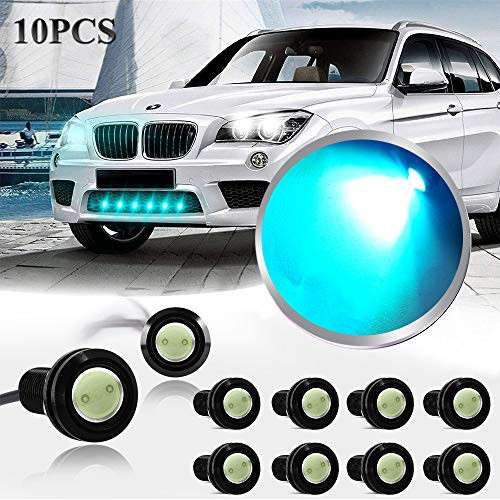 Sidaqi 9W LED Eagle eye 18MM High Power Car Motorcycle Daytime Running DRL Bumper Fog Light Backup Light Clearance Marker Lights Waterproof_10pcs_Ice