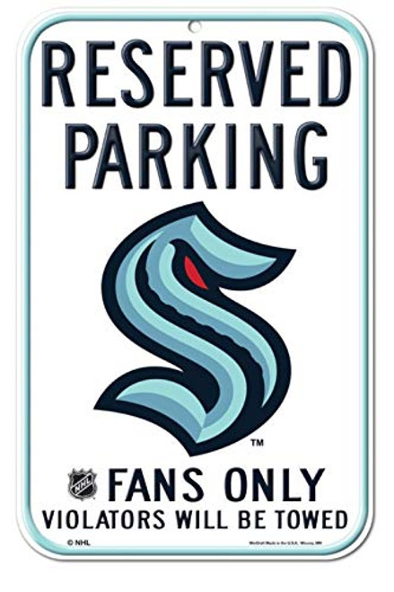 WinCraft NHL Seattle Kraken 11 inch  x 17 inch  Inch Novelty Plastic Reserved Parking Sign WinCraft NHL Seattle Kraken 11 inch  x 17 inch  Inch Novelty Plastic Reserved Parking Sign