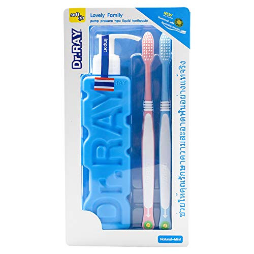 Dr_RAY Whitening Toothpaste and Toothbrush Set_ Liquid Toothpaste_ 5_3 ounce_ Natural_Mint