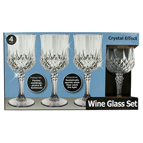 Kole Imports Crystal Effect Plastic Wine Glass Set