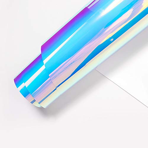 Holographic Vinyl Permanent Adhesive Vinyl Roll for Craft Cutters_ Decals_ Letters 12 inch  x 6ft Opal White