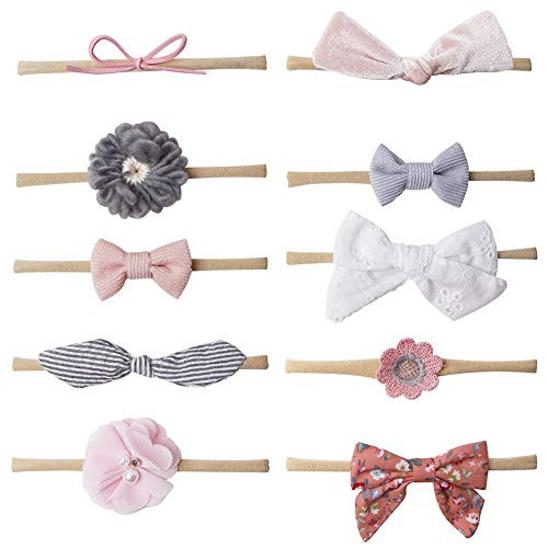 Baby Girl Bow Headbands Floral Headbands For Baby Girls Nylon Elastic Hair Band Soft Headbands Hair bands For Newborn Infant Toddler Baby Nylon Headba