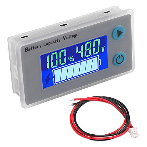 ALMOCN 10_100V Battery Monitor LCD 12V 24V 36V 48V Digital Battery Capacity Voltmeter Tester Percentage Level Voltage Temperature Monitor Meter with C