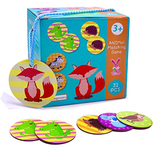 Memory Card Game _ 16 Pairs Animals Memory Games for Kids 3 and Up_ Memory Matching Game for Toddlers Education_ Non Toxic Memory Card Games of Gift f Memory Card Game _ 16 Pairs Animals Memory Games for Kids 3 and Up_ Memory Matching Game for Toddlers Education_ Non Toxic Memory Card Games of Gift f