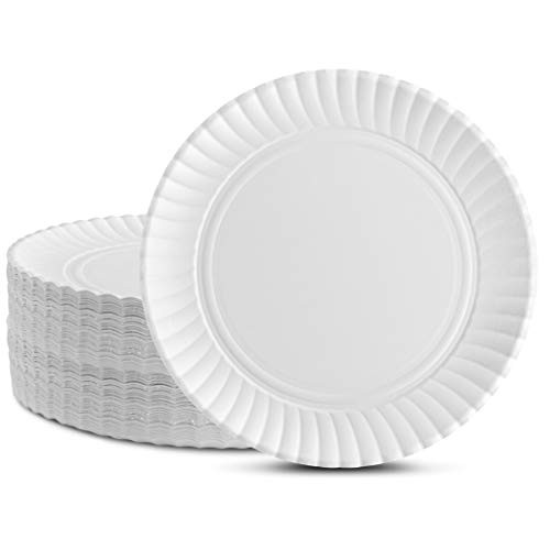 Plasticpro Disposable White Uncoated Paper Plates 9 Inch Pack of 200
