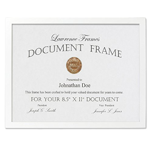 Lawrence Frames White Wood Certificate Picture Frame, Gallery Collection, 8-1/2 by 11-Inch