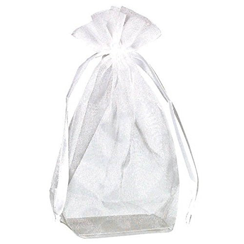 Amscan Lovely Wedding Party Organza Box Bottom Favour Bags, 12 Pieces, Made from Organza, White, 5 1/2" x 4" by