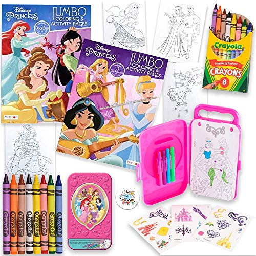 Disney Princess 80 Page Coloring And Activity Books With 20 Extra Activity Sheets_ Disney Princess Stickers_ Box_ Markers_ Crayola and Pin_ By Another