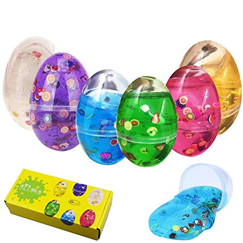 SWZY Soft Egg Slime Colorful Fluffy Slime with Fruit Slices for Easter Scented Stress Relief Toy Sludge Toys  6 Pack