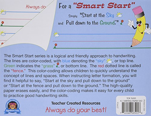 Teacher Created Resources 76501 Smart Start K-1 Writing Paper: 100 sheets