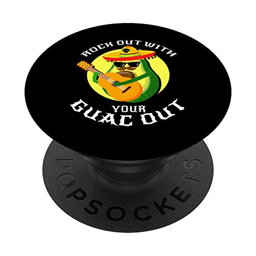 Rock Out With Your Guac Out Cinco De Mayo Avocado PopSockets PopGrip Swappable Grip for Phones  and  Tablets