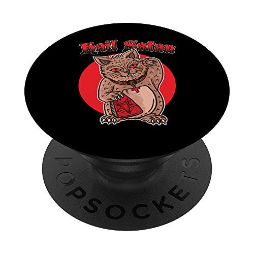 Death Metal Asian Lucky Cat Hail Satan Kitten Rock Music PopSockets Grip and Stand for Phones and Tablets