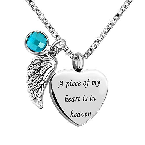 LovelyCharms Love Heart Angel Wings Urn Necklace for Ashes Stainless Steel Keepsake Memorial Cremation December LovelyCharms Love Heart Angel Wings Urn Necklace for Ashes Stainless Steel Keepsake Memorial Cremation December