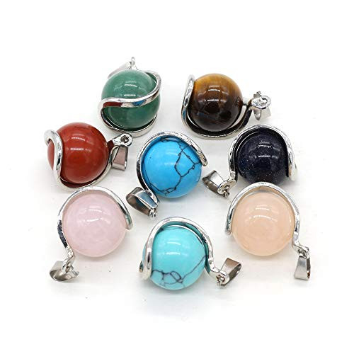 Zotoone Natural Stone Pendants_6pcs Round Ball Shape Healing Crystal Quartz Chakra Gemstone Rock Charms Pendants for Necklace Jewelry Making DIY Craft Zotoone Natural Stone Pendants_6pcs Round Ball Shape Healing Crystal Quartz Chakra Gemstone Rock Charms Pendants for Necklace Jewelry Making DIY Craft