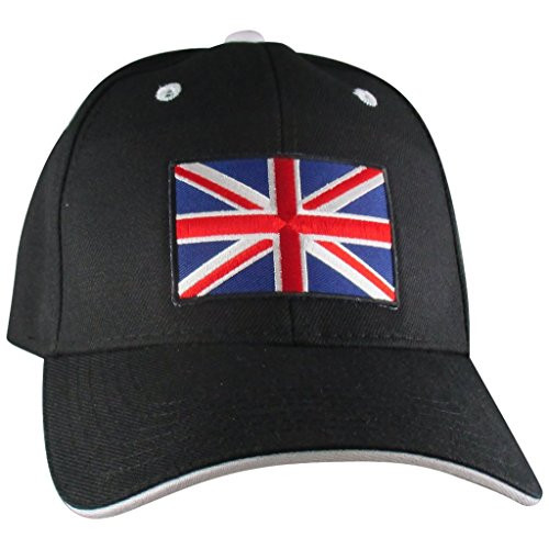 AffinityAddOns Union Jack Hat | Black Adjustable Baseball Cap | British Flag Embroidered Patch