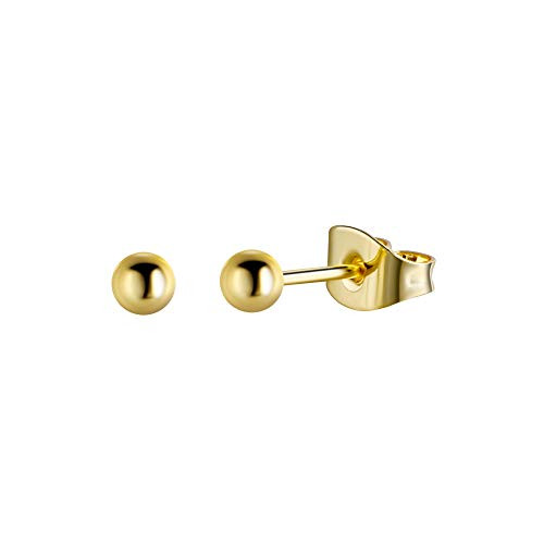 Tasiso Tiny Round Ball Stud Earrings 14K Gold Plated Dainty Handmade Cartilage Tragus Helix Ear Piercing Earrings Jewelry for Women  3MM Tasiso Tiny Round Ball Stud Earrings 14K Gold Plated Dainty Handmade Cartilage Tragus Helix Ear Piercing Earrings Jewelry for Women  3MM