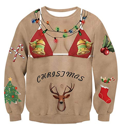 uideazone Ugly Christmas Sweatshirt for Women Funny Graphic Long Sleeve Shirt Pullover Top X_Large