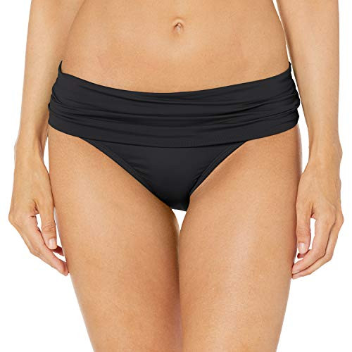La Blanca Womens Island Goddess Shirred Band Hipster Bikini Swimsuit Bottom_ Black_ 10