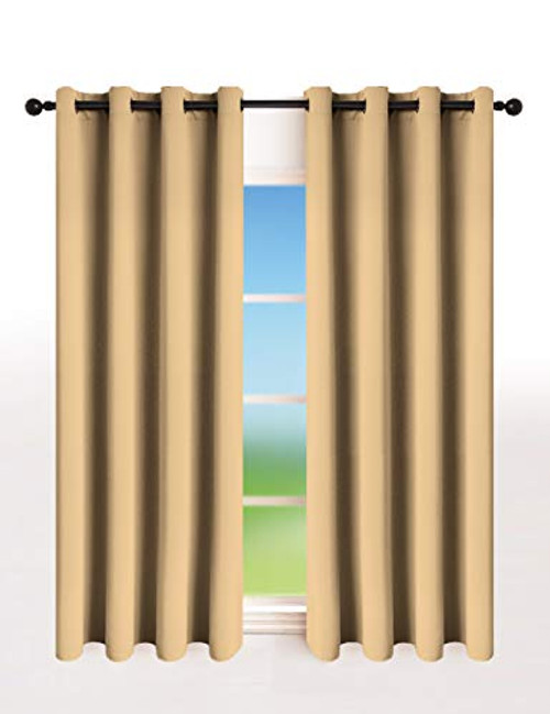 Kinryb Blackout Curtains Panels with Grommets _ Room Darkening Thermal Insulated Drapes for Living Room and Bedroom  Set of 2 Panels _ 52 by 63 Inches Kinryb Blackout Curtains Panels with Grommets _ Room Darkening Thermal Insulated Drapes for Living Room and Bedroom  Set of 2 Panels _ 52 by 63 Inches